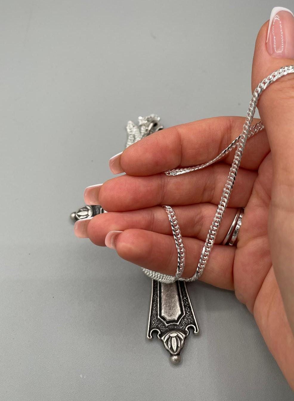 Catena in argento 925 con croce replica Papa Leone XIV – 60 cm
