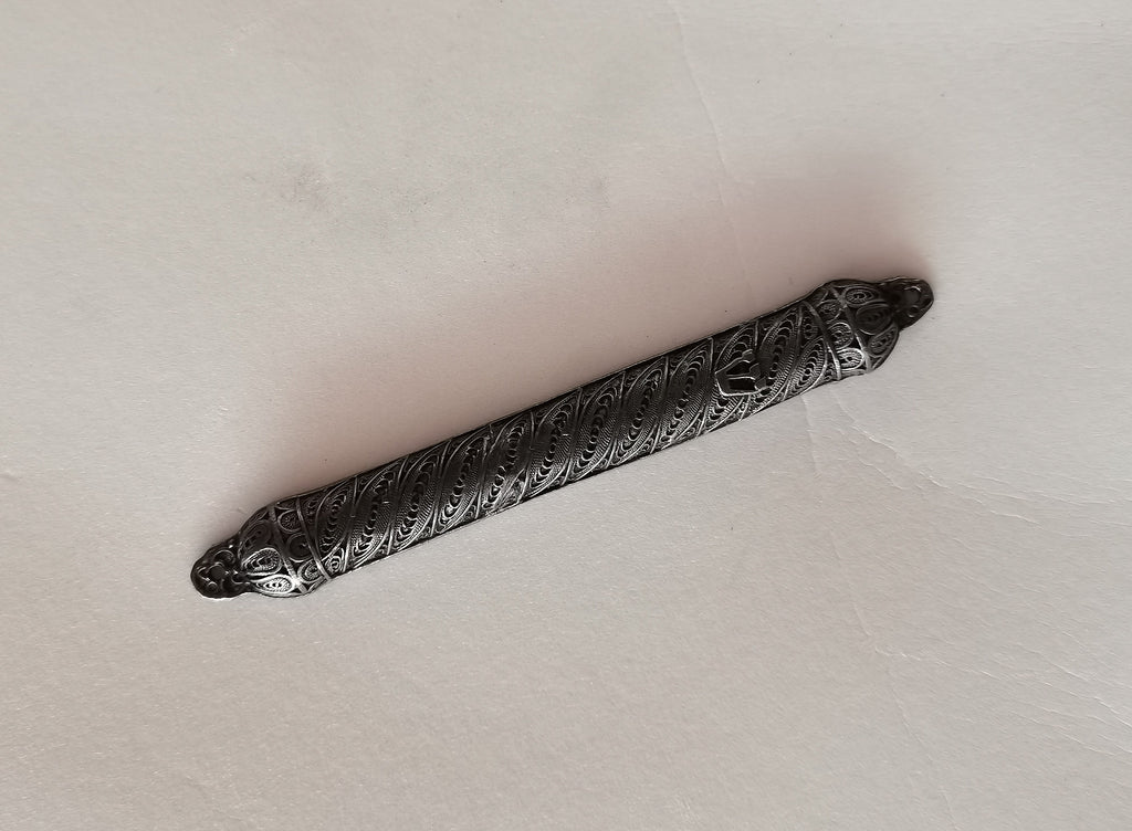 Mezuzah Tonda in Metallo Filigranato Brunito 12 cm