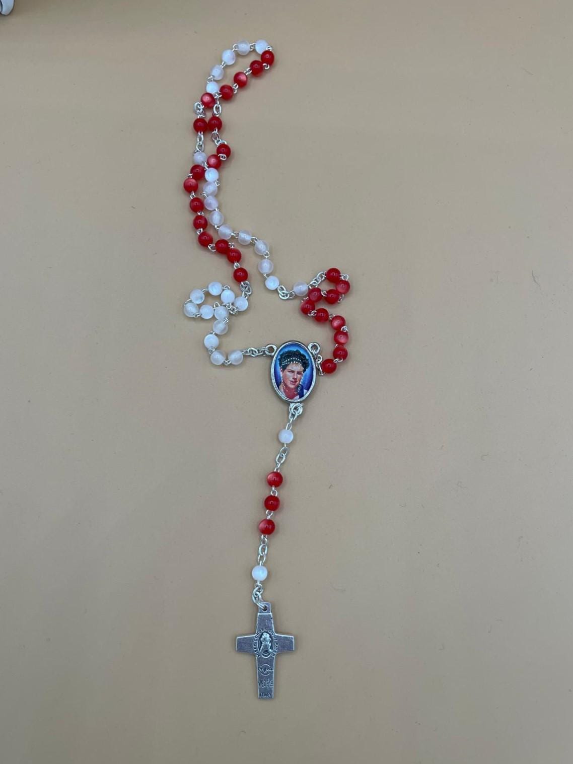 Rosario con Crocifisso Argentato e Medaglia di Carlo Acutis e Papa Francesco