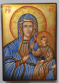 Icona sacra Madonna Odigitria con Bambino, bizantina dipinta a mano su legno – 10 x 14 cm