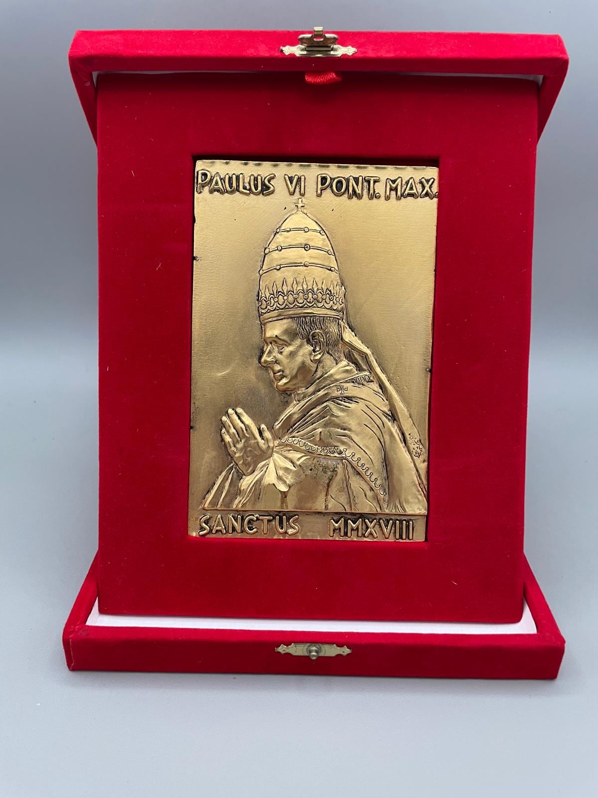 Gedenktafel Papst Paul VI. – Heiligsprechung 2018, goldene Plakette