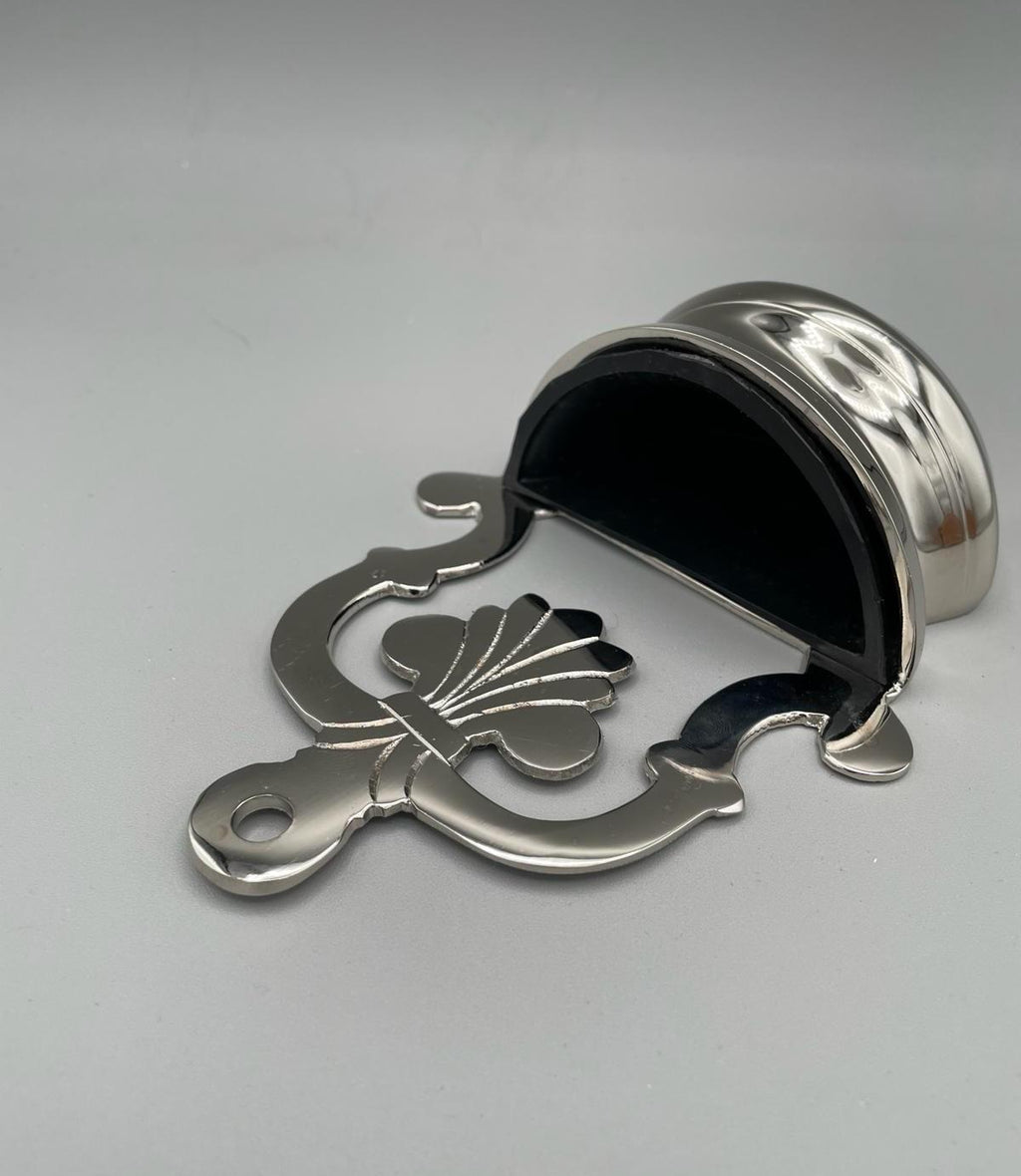 Acquasantiera liturgica in metallo placcato nickel – H 17 cm