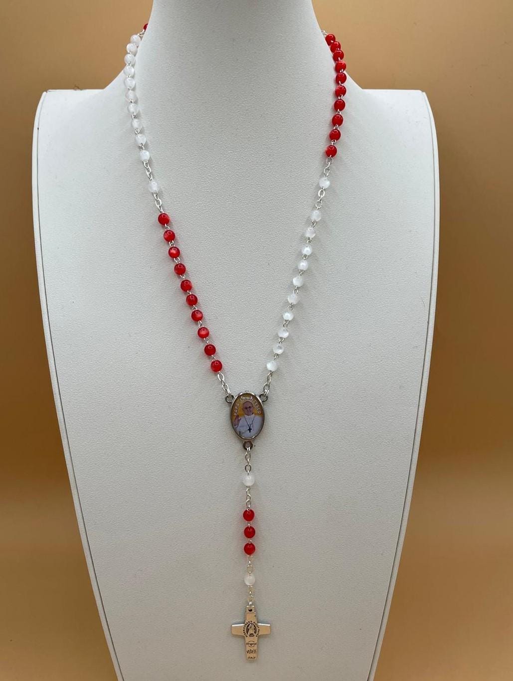 Rosario con Crocifisso Argentato e Medaglia di Carlo Acutis e Papa Francesco