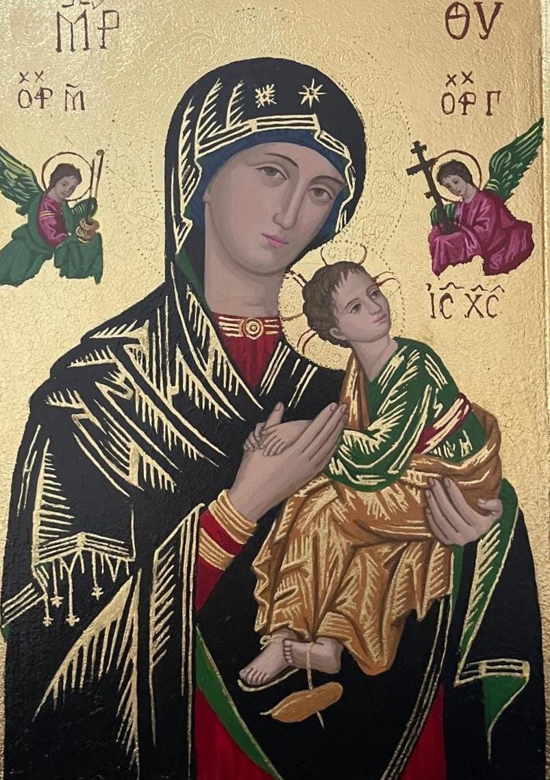 Icona Sacra Madonna del Perpetuo Soccorso 22x30 cm – Betulla, Made in Italy