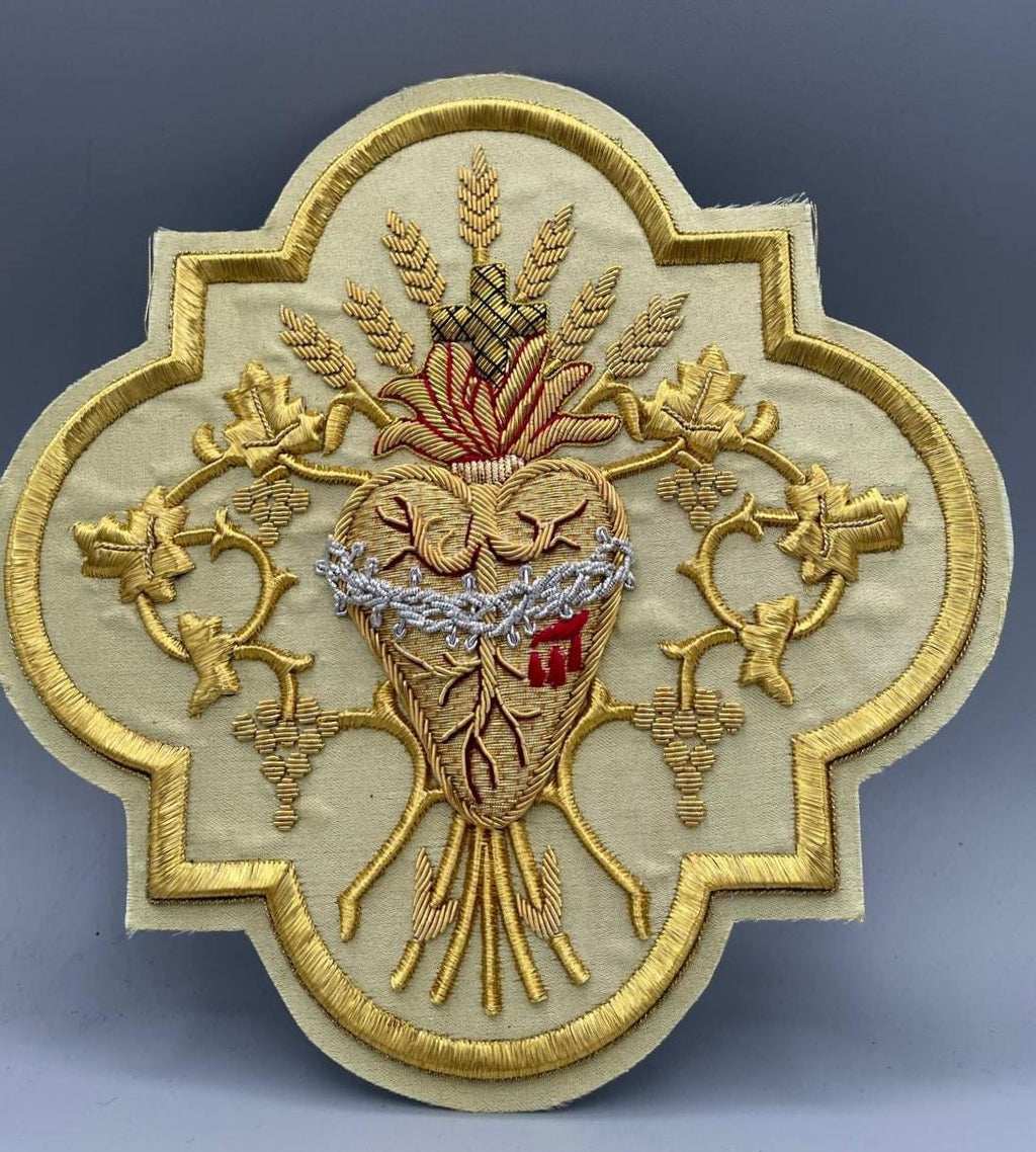 Icona Sacro Cuore   Ricamata con filo  Oro