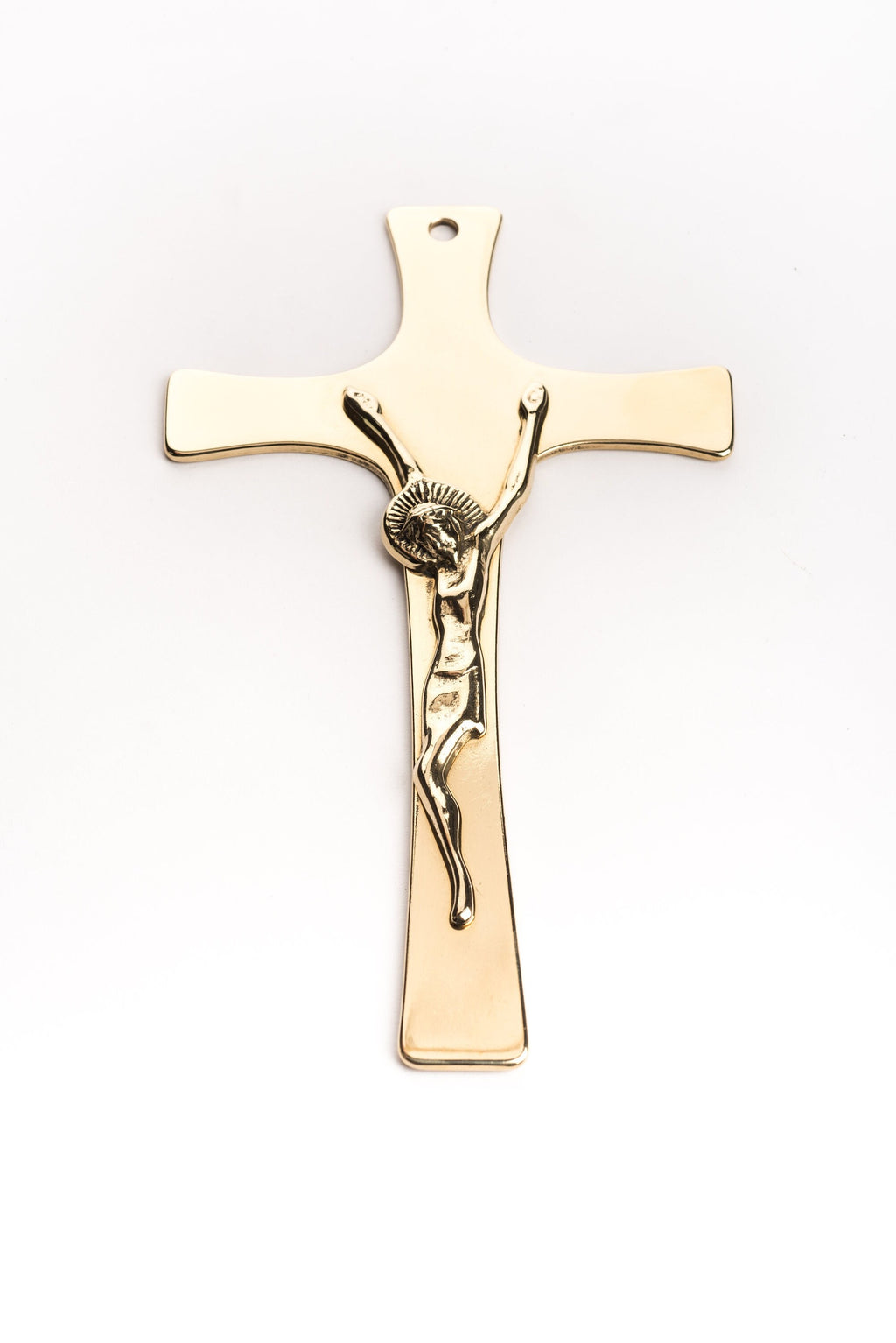 Crocifisso da muro in ottone lucido – 21 x 12 cm