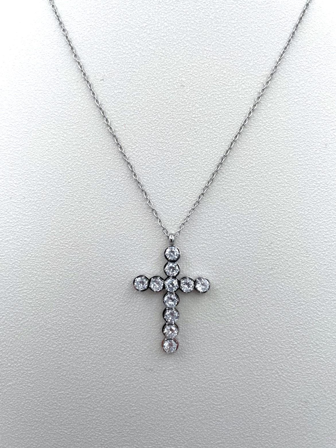 Collana in Acciaio Stainless con Croce e Pietre