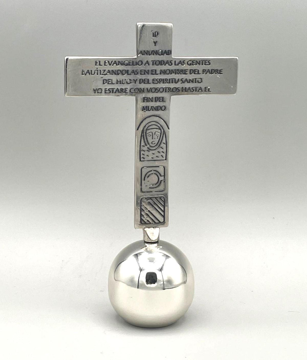 Croce da tavolo con base sferica placcata argento – cod. BDK205PB
