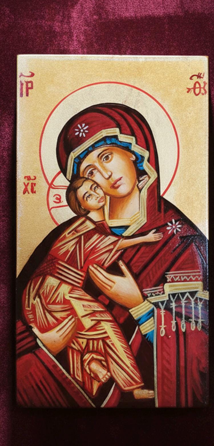 Icona Bizantina Madonna della Tenerezza (Eleousa) 10x14 cm – Foglia Oro