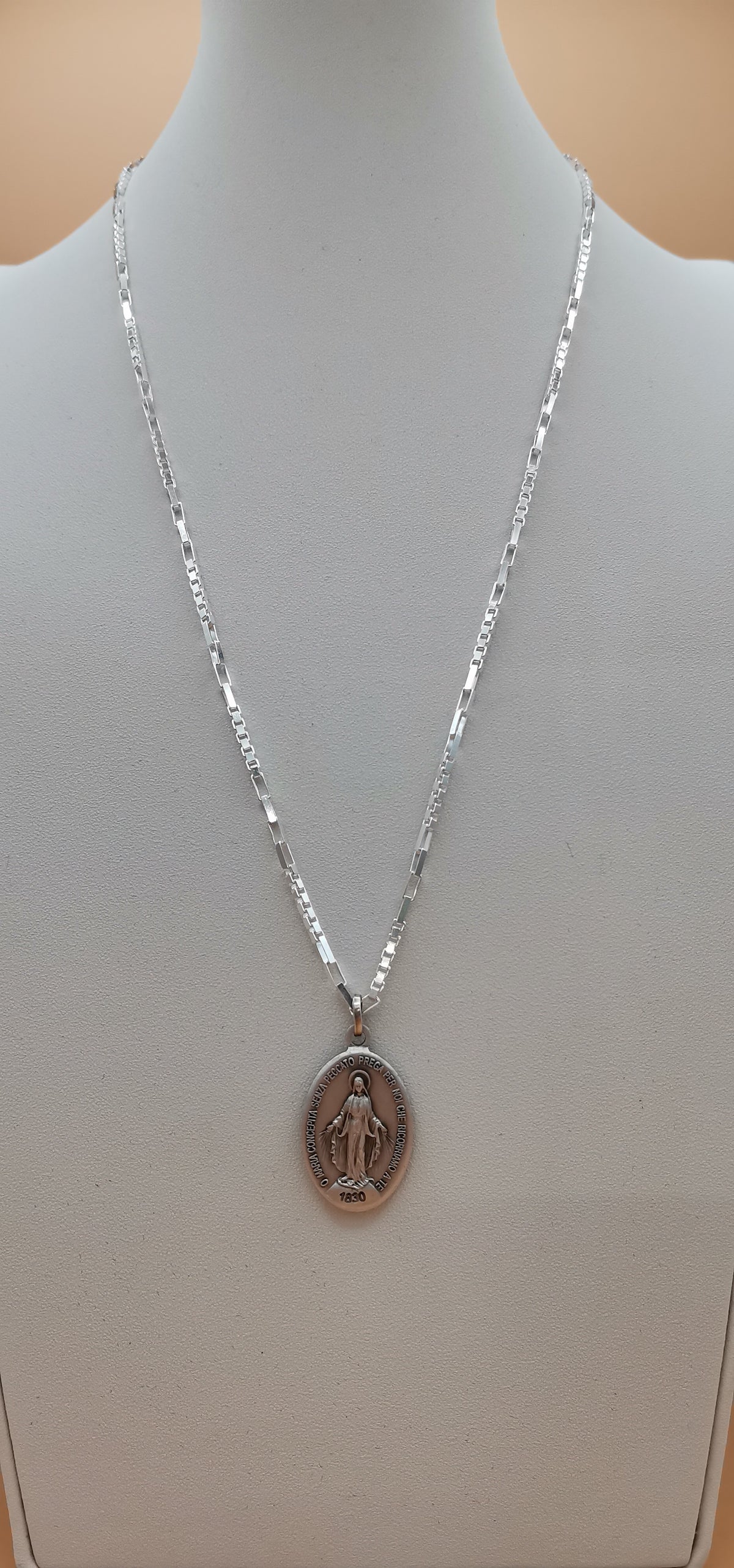 MEDAGLIA MIRACOLOSA CON CATENINA IN ARGENTO – 60 CM