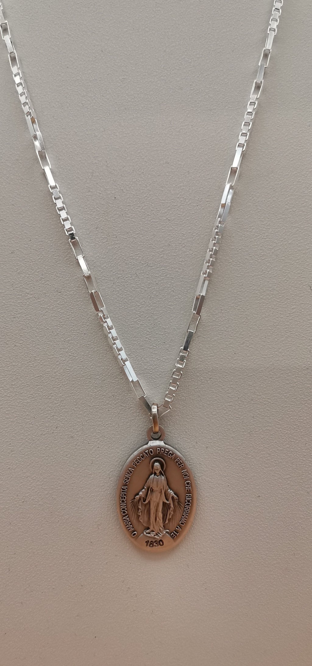 MEDAGLIA MIRACOLOSA CON CATENINA IN ARGENTO – 60 CM
