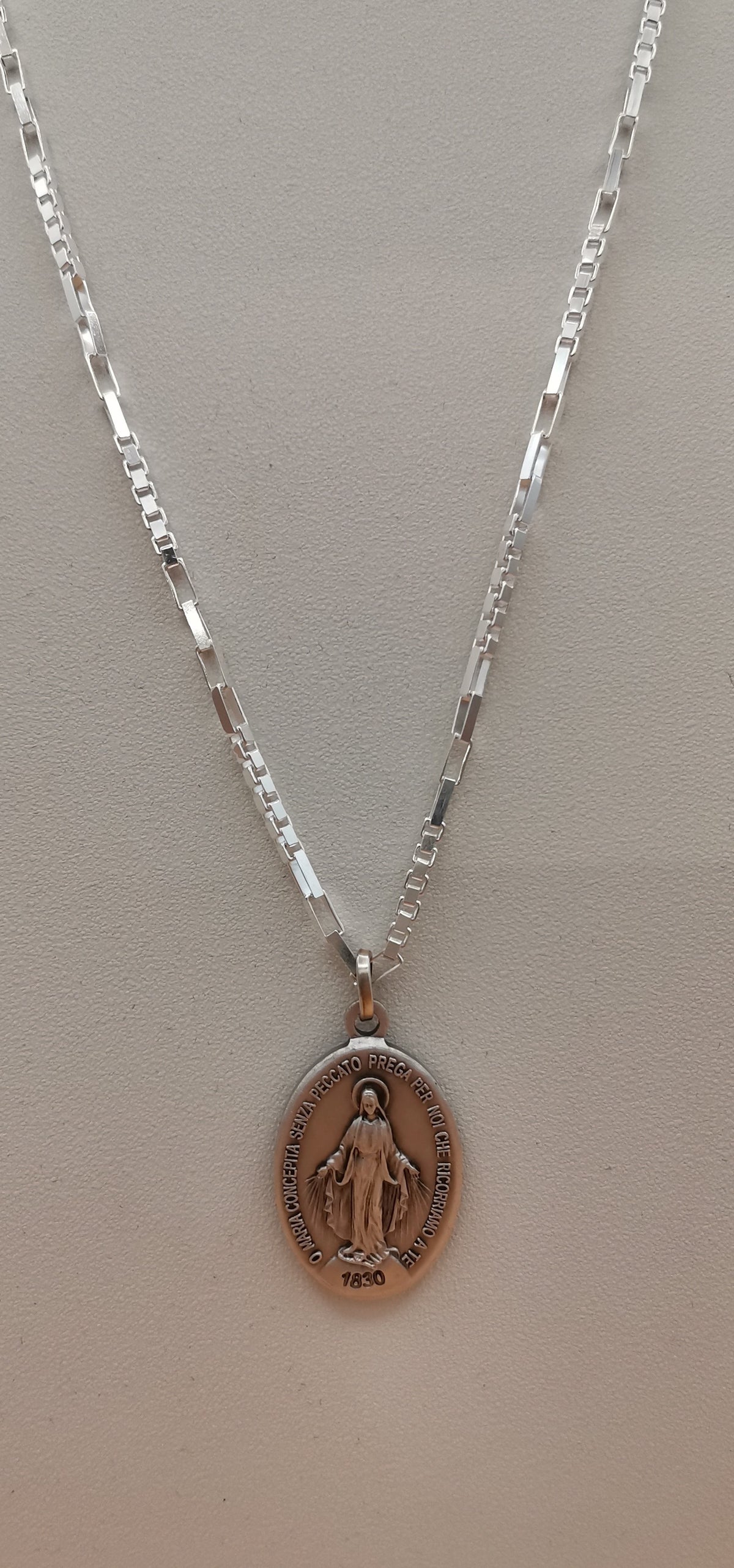 MEDAGLIA MIRACOLOSA CON CATENINA IN ARGENTO – 60 CM