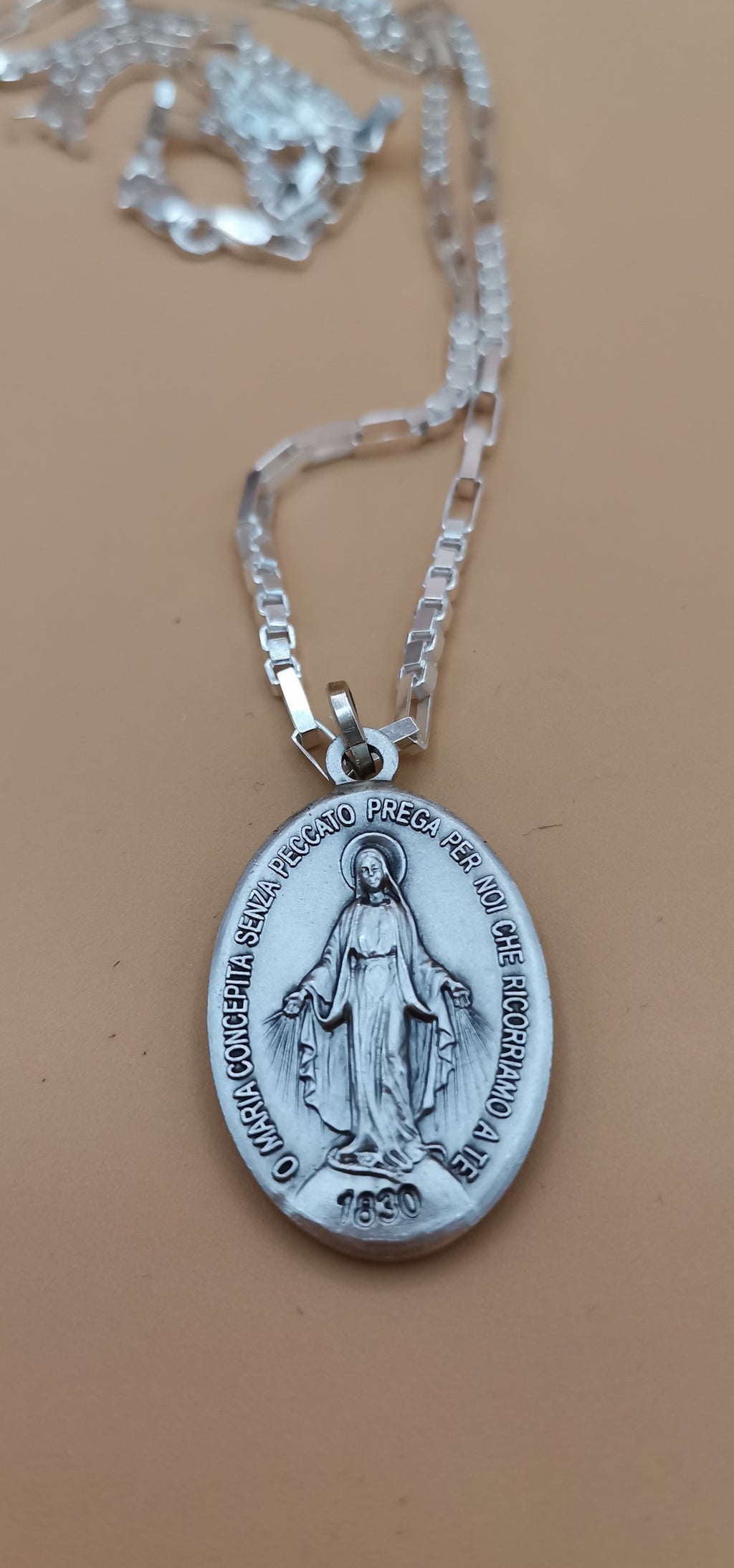 MEDAGLIA MIRACOLOSA CON CATENINA IN ARGENTO – 60 CM