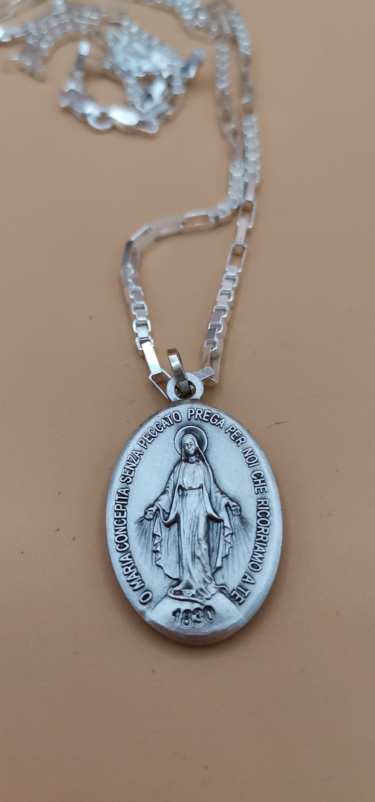 MEDAGLIA MIRACOLOSA CON CATENINA IN ARGENTO – 60 CM