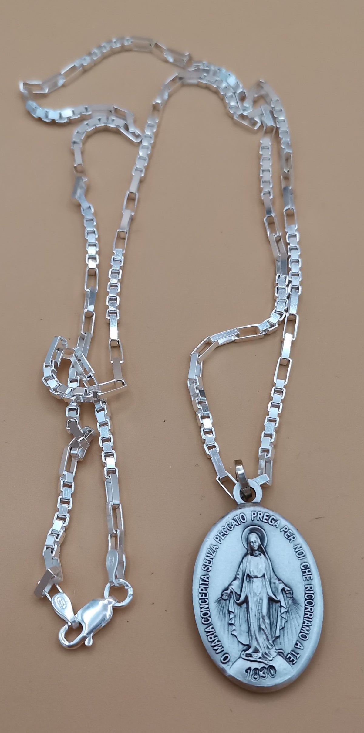 MEDAGLIA MIRACOLOSA CON CATENINA IN ARGENTO – 60 CM
