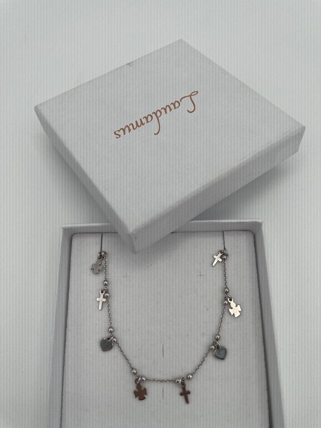 Bracciale in argento 925 con cuore, angelo e croce