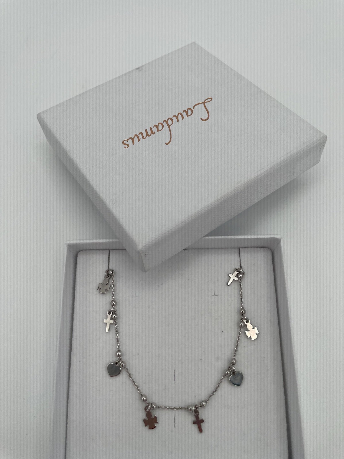Bracciale in argento 925 con cuore, angelo e croce