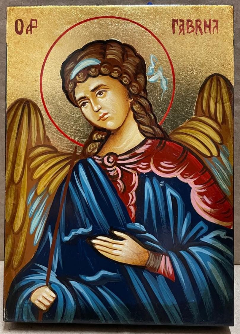 Icona Sacra di San Gabriele Arcangelo 10x14 cm – Dipinta a Mano su Legno