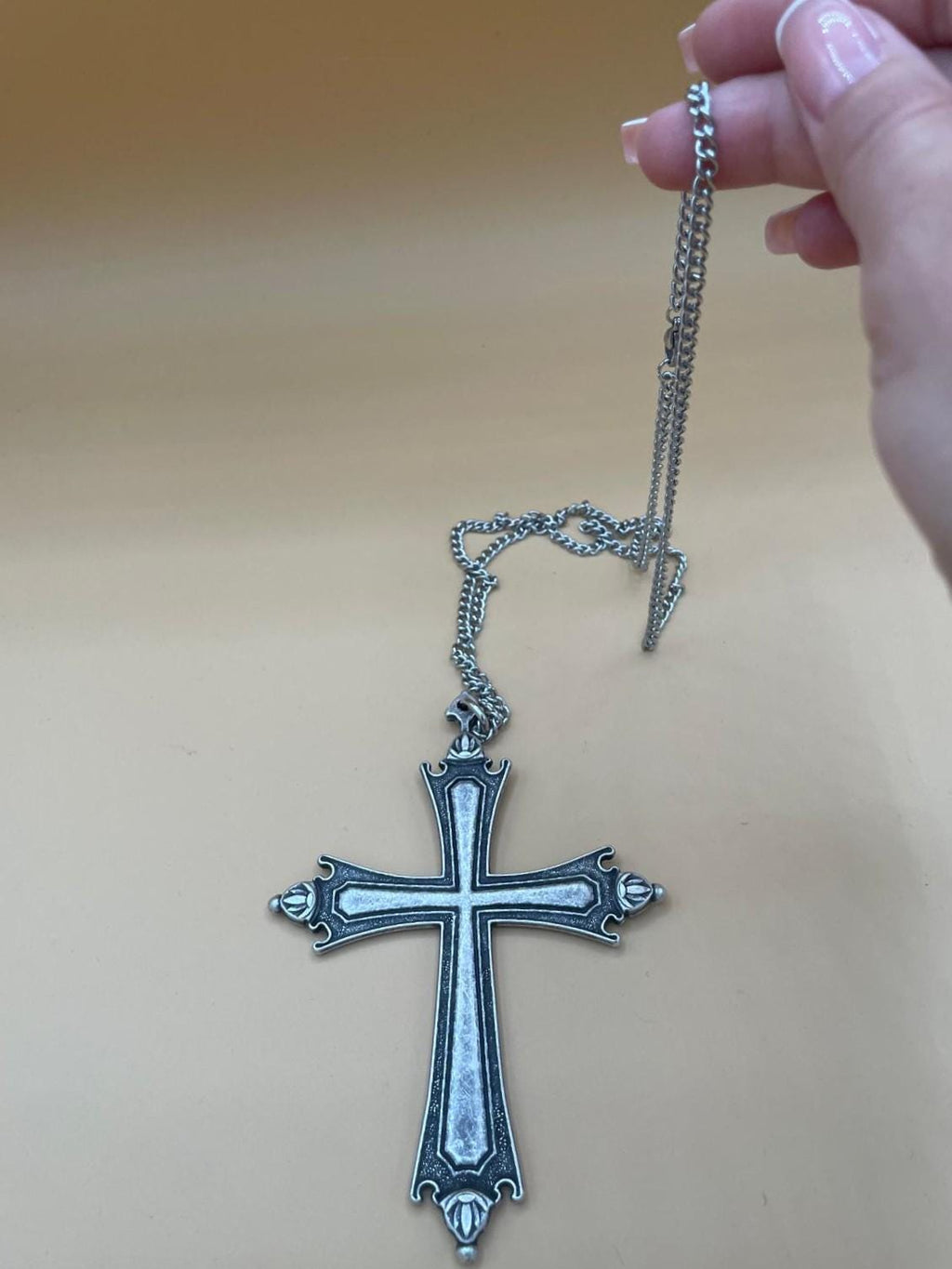 Collana con crocifisso replica Papa Leone – catena 75 cm, crocifisso 13 x 9 cm
