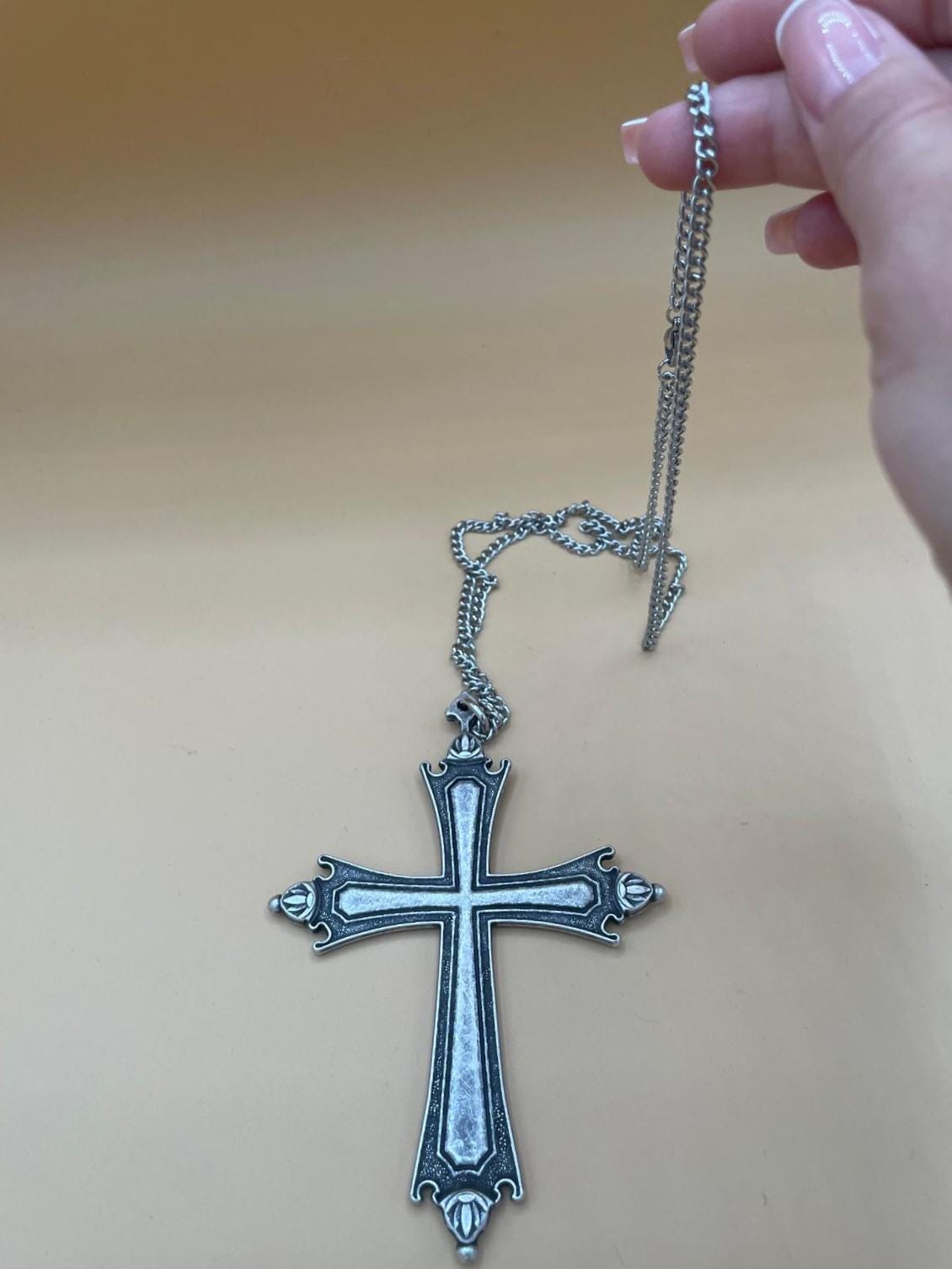 Collana con crocifisso replica Papa Leone – catena 75 cm, crocifisso 13 x 9 cm