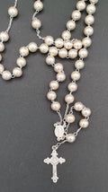Rosario con Perle Bianche e Catena in Argento 925