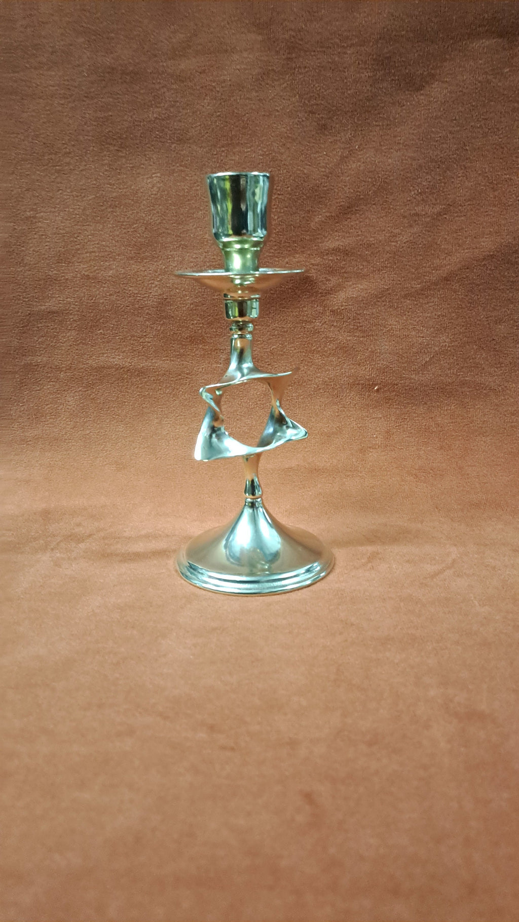 Candelabro ebraico da tavolo ottone lucido cm 16