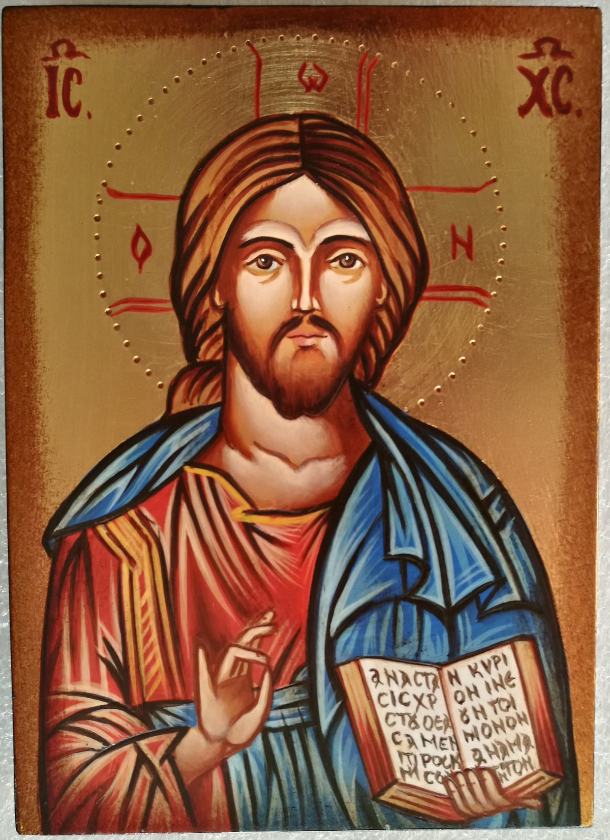 Icona Cristo Pantocratore 10x14 cm – Dipinta a Mano su Legno