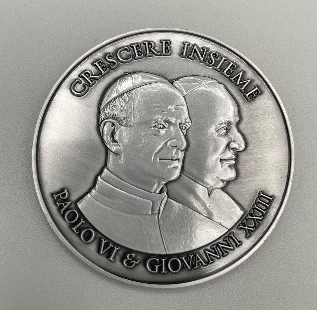 Medaglia Commemorativa Paolo VI e Giovanni XXIII 'Crescere Insieme' – 60 mm