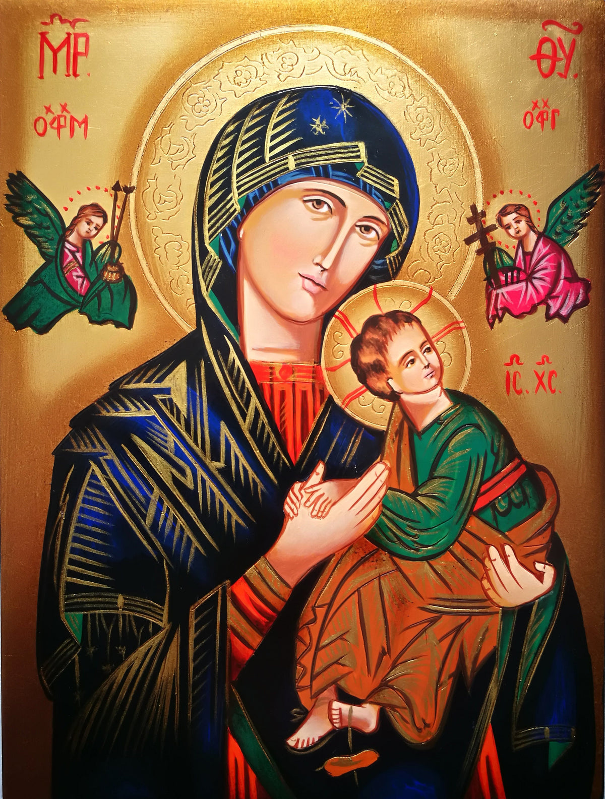 Icona Sacra Madonna del Perpetuo Soccorso 18x24 cm – Dipinta a Mano