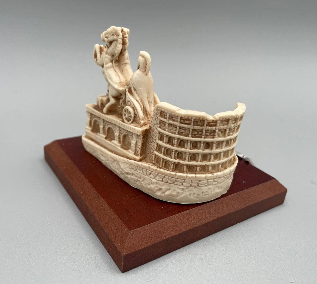 Souvenir Rome Triptyque – Bige du Vatican et Colisée sur socle en bois