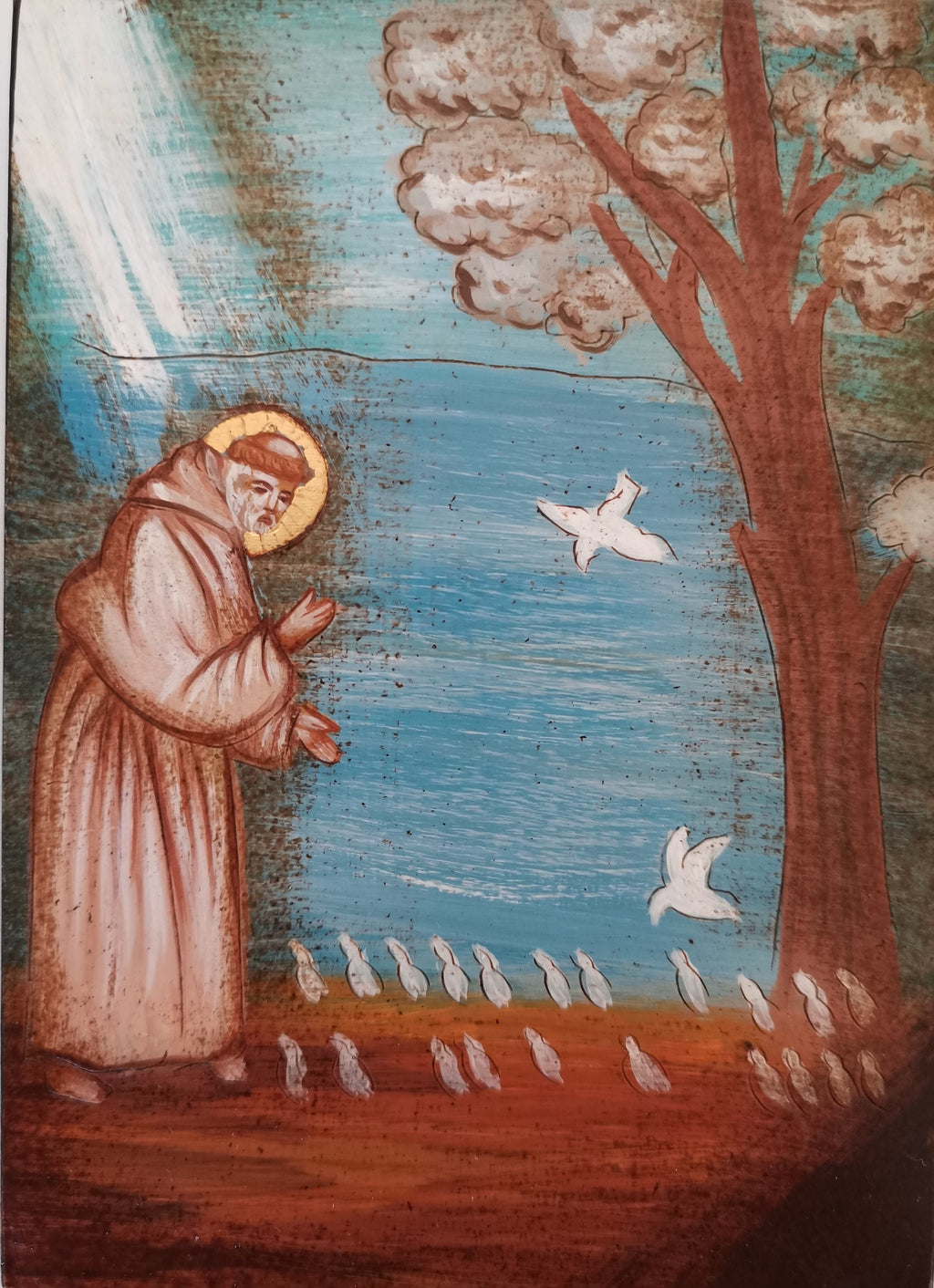 Icona Sacra San Francesco d'Assisi 10x14 cm – Dipinta a Mano su Legno