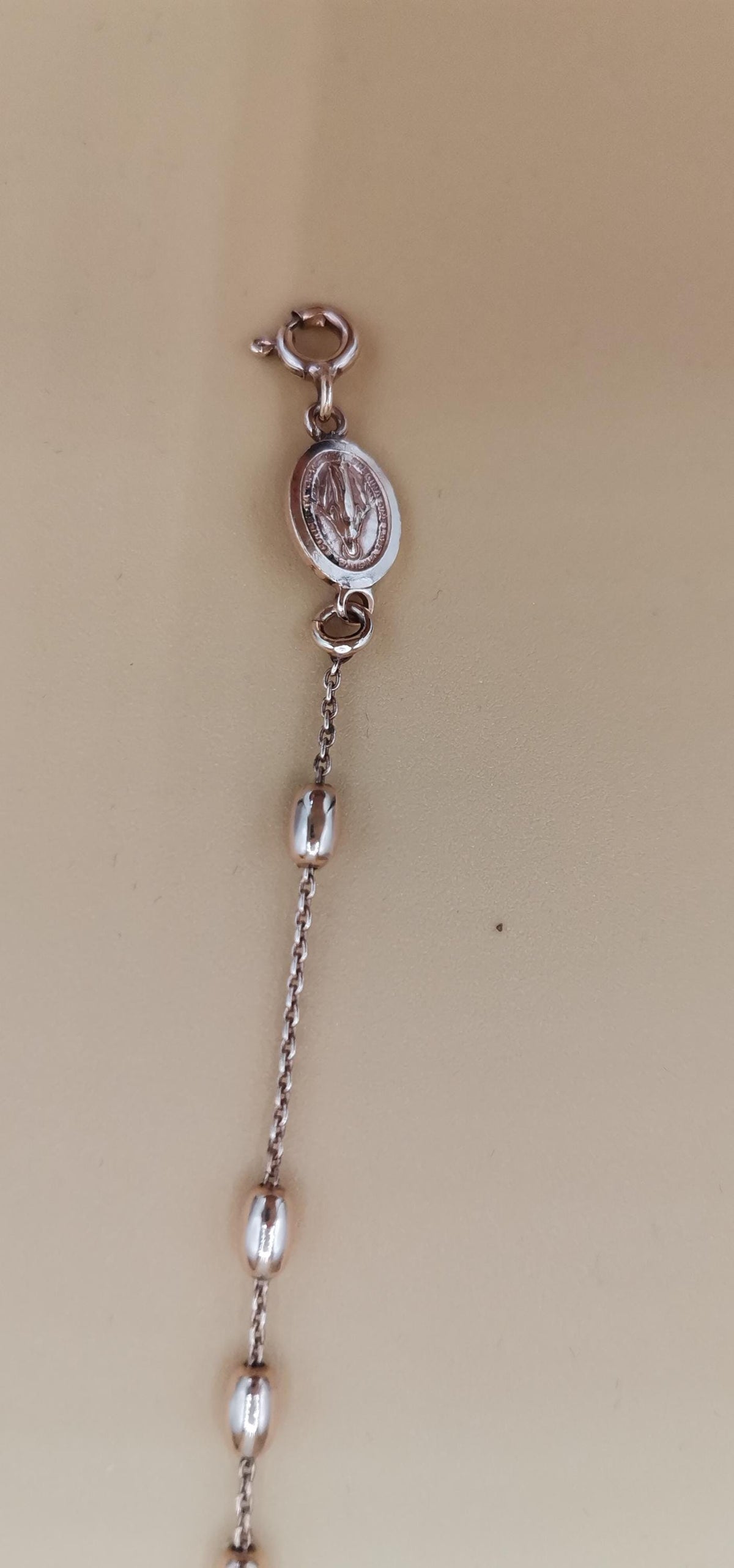 Bracciale Rosario della Madonna Miracolosa in Argento Dorato – 20 cm