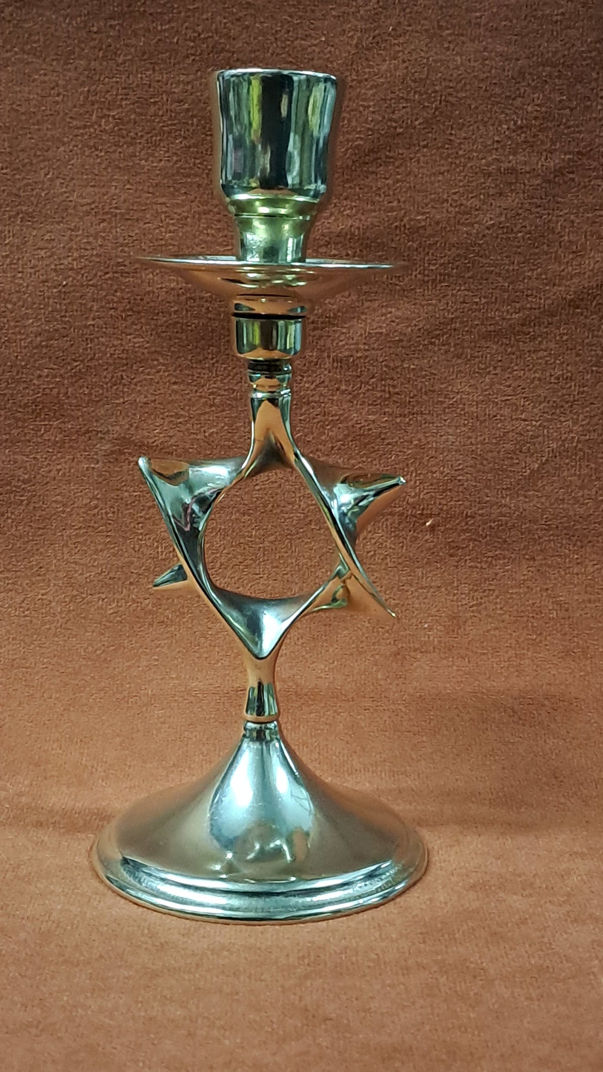 Candelabro ebraico da tavolo ottone lucido cm 16