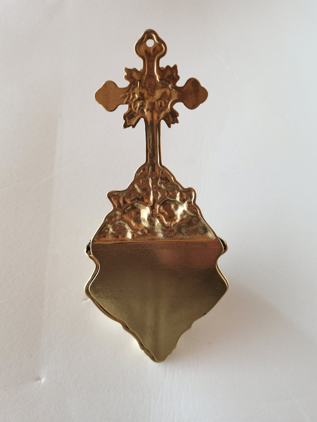 Acquasantiera da muro in ottone lucido cm 19 x 9
