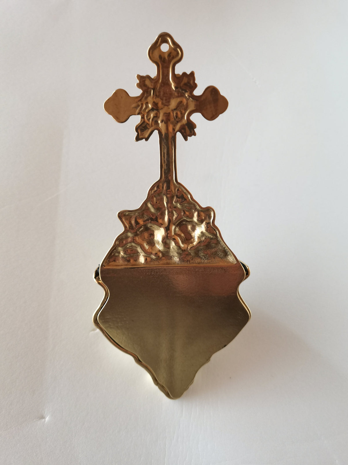 Acquasantiera da muro in ottone lucido cm 19 x 9