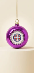 Pallina di Natale Viola con Medaglia di San Benedetto