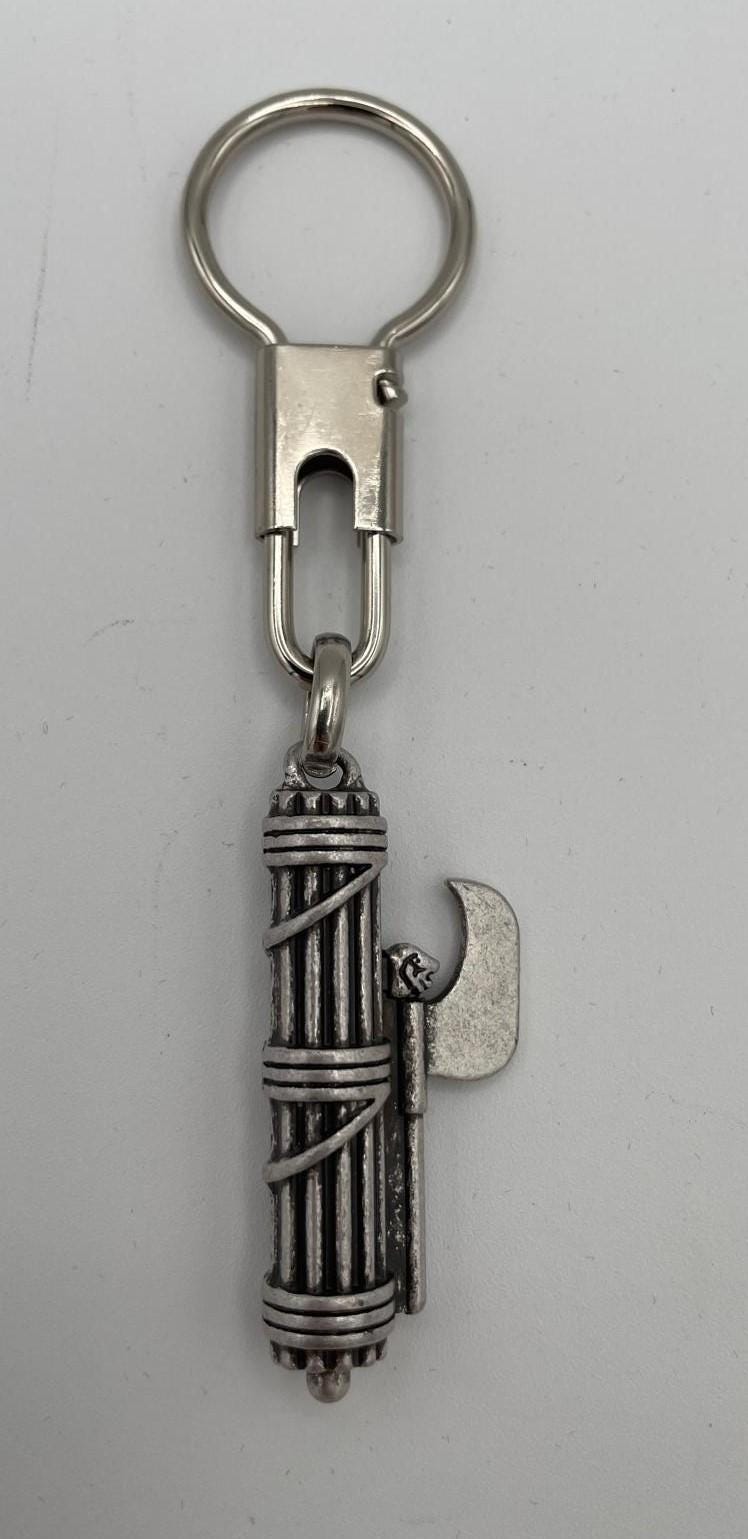 Portachiavi Fascio Littorio con Ascia – Vintage Metallo Argentato, 11 cm