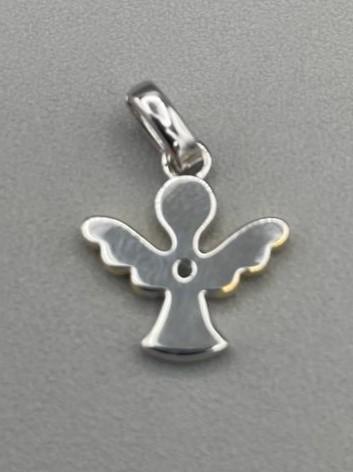 Ciondolo Angelo Custode con zircone – bicolore oro e argento