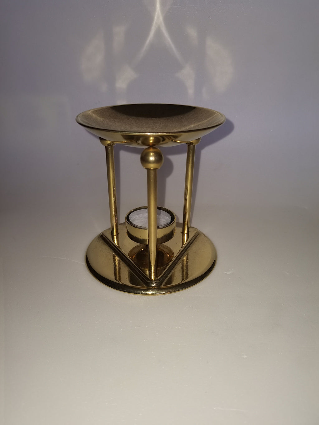 Diffusore di aromi in ottone lucido con portacandela – h 12 cm