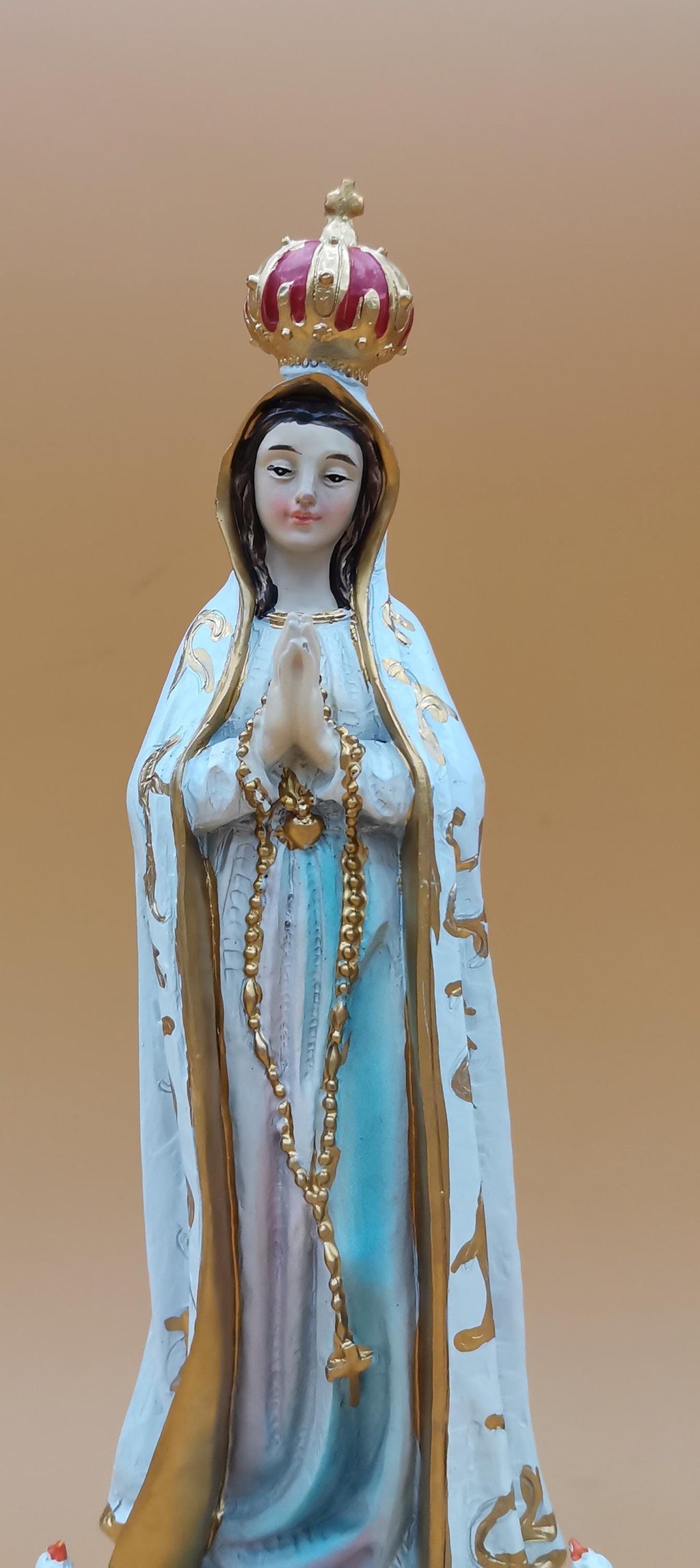 Statue de Notre-Dame de Fatima en résine peinte à la main – 21 cm