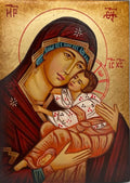 Ikone Madonna mit Kind 10x14 cm – handgemalt, goldener Hintergrund