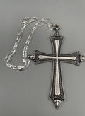 Collana con crocifisso replica Papa Leone, finiture argentate e brunite