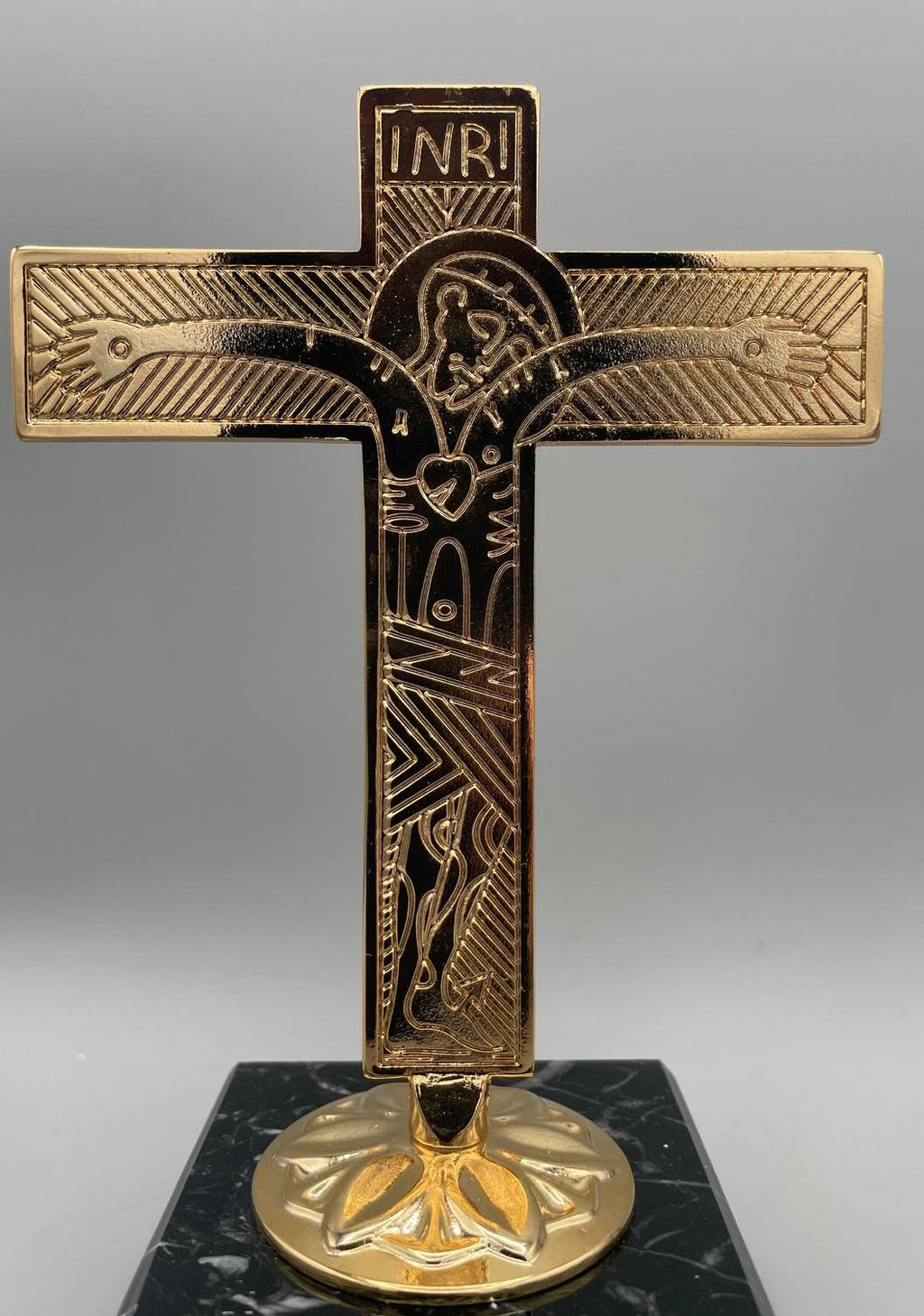Croce familiare da tavolo in marmo nero e oro – cod. DBK205/11 D