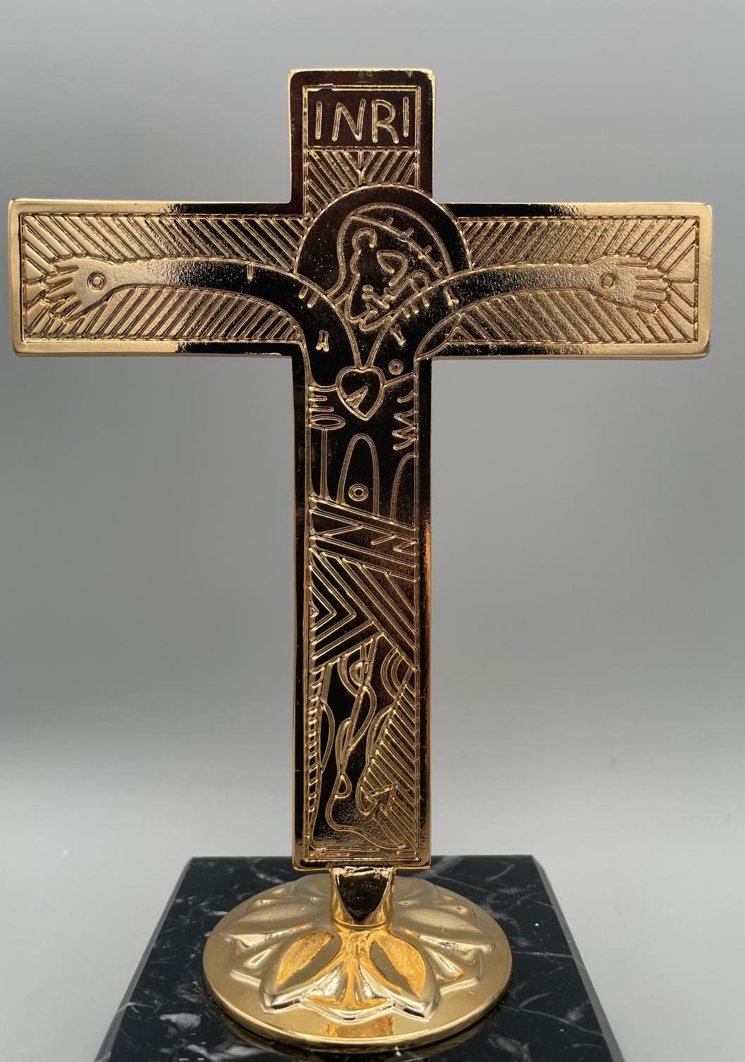 Croce familiare da tavolo in marmo nero e oro – cod. DBK205/11 D