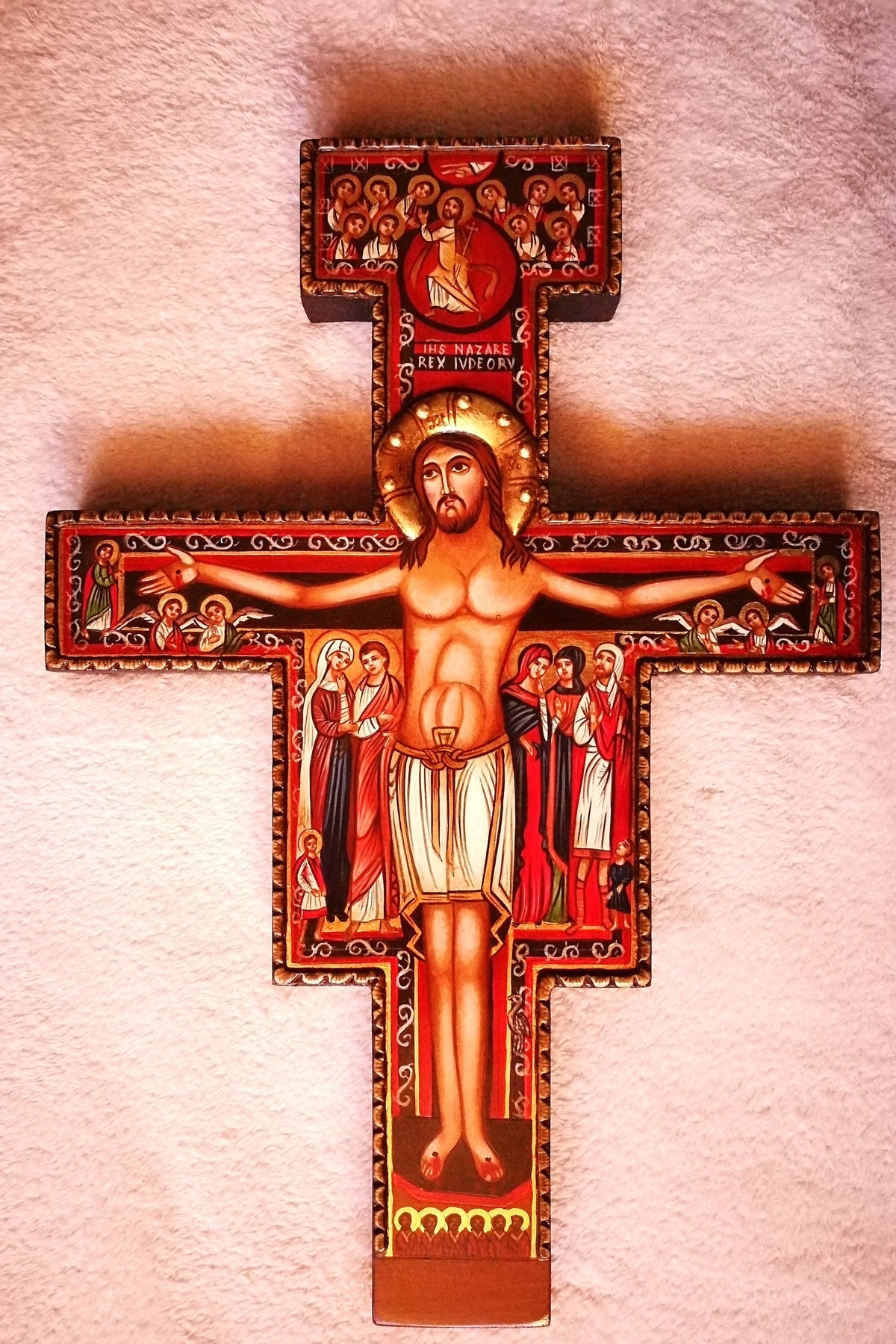 Crocifisso di San Damiano dipinto a mano su tavola di legno – 30 x 40 cm