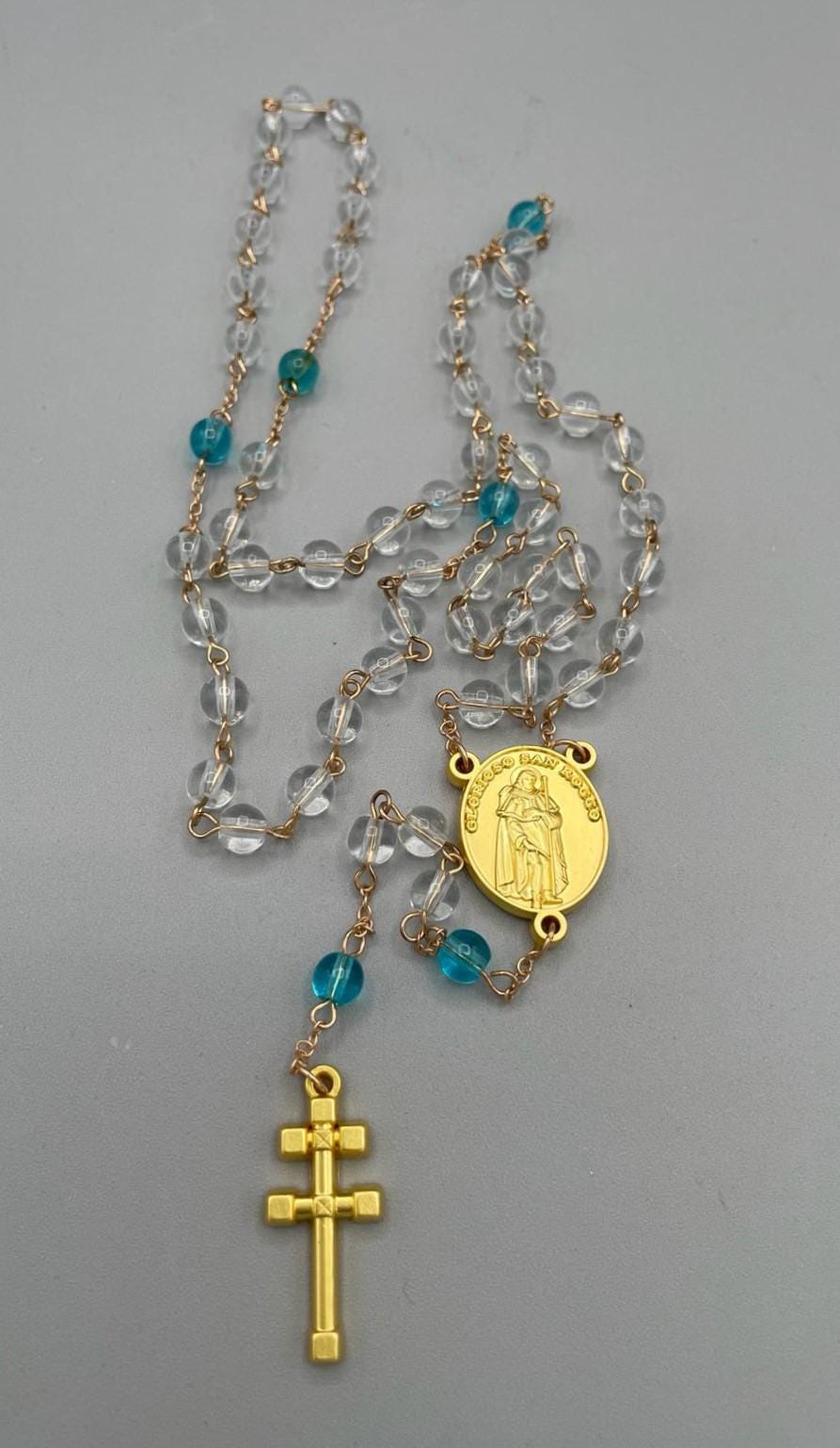 Rosario con Croce Dorata e Medaglia di San Rocco e dei Santi Faustino e Giovita
