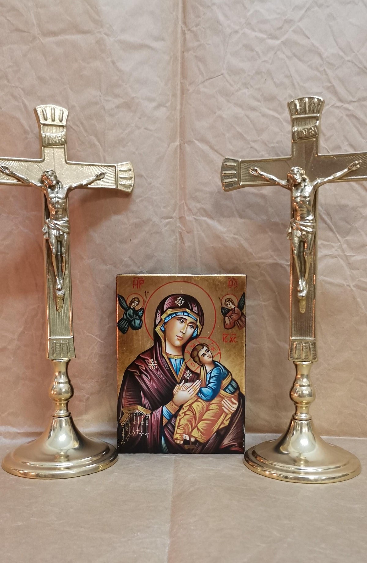 Icona Sacra Madonna con Bambino 10x14 cm – Dipinta a Mano, Foglia Oro