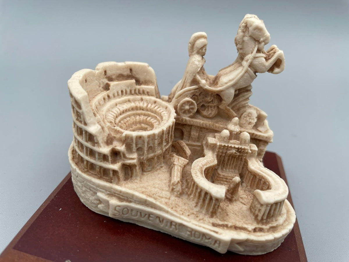 Souvenir Rome Triptyque – Bige du Vatican et Colisée sur socle en bois