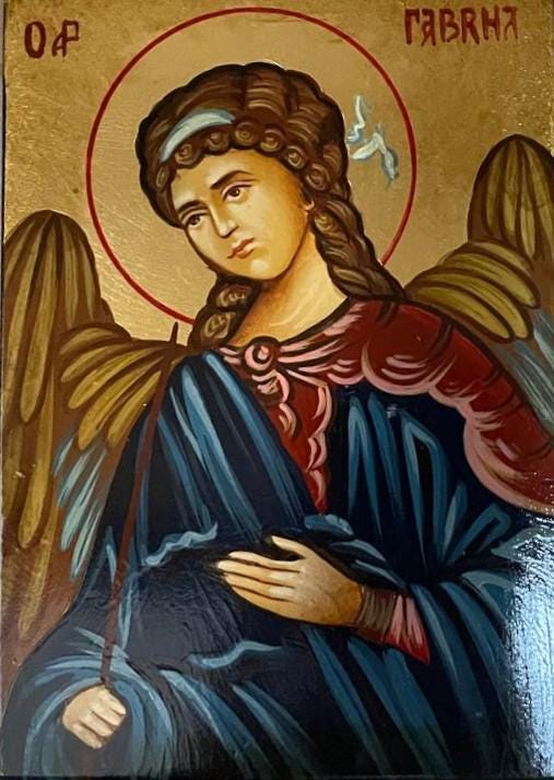 Icône sacrée de saint Gabriel archange 10x14 cm – Peinte à la main sur bois