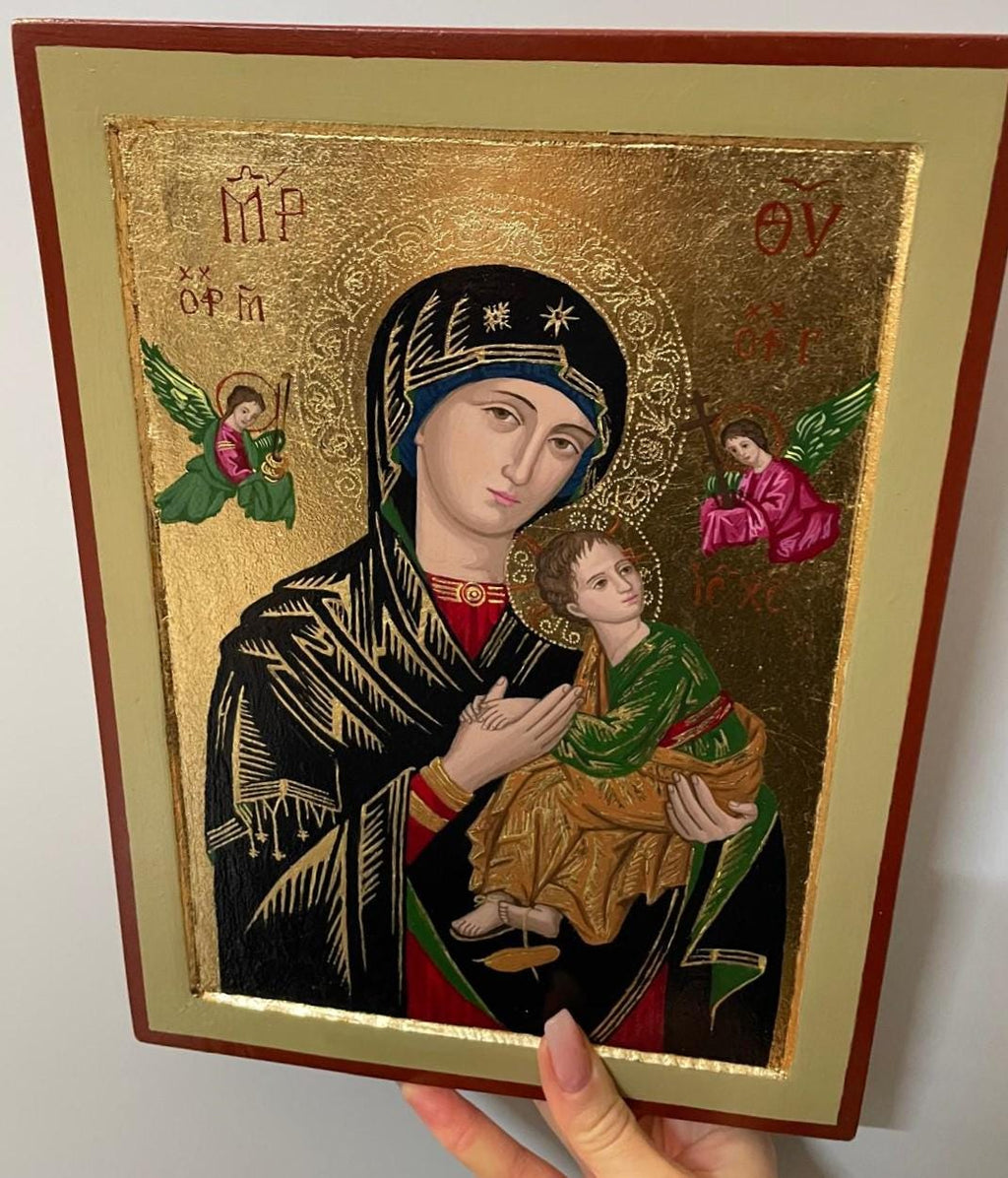 Icona Sacra Madonna del Perpetuo Soccorso 22x30 cm – Betulla, Made in Italy